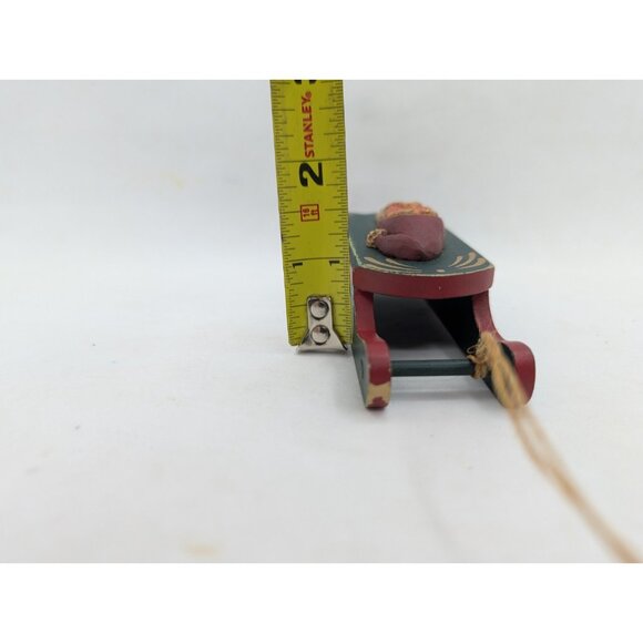 Ornament sled Santa Claus Folk Art Wood  5" - Picture 8 of 10